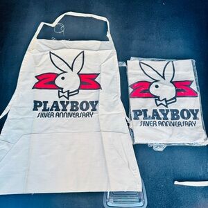 PLAYBOY Silver Anniversary Aprons (2) Vintage